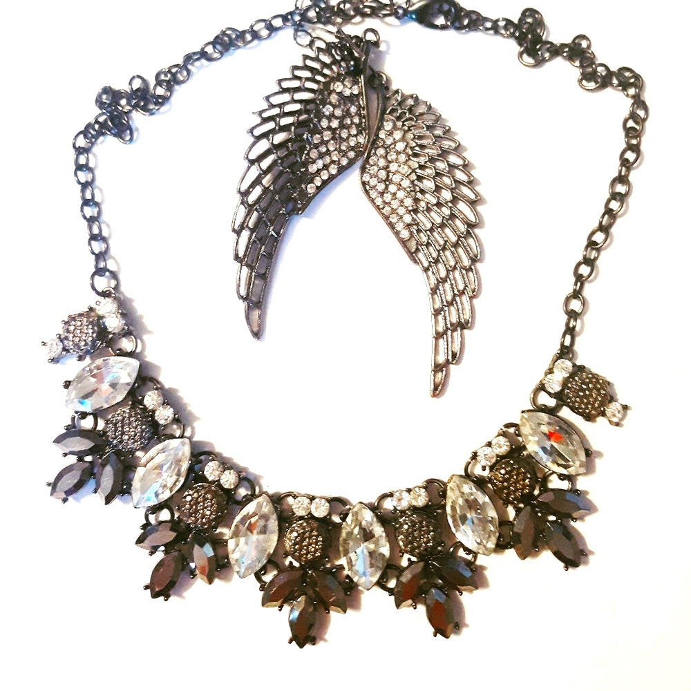 Black Wings Earrings Jewelry Set